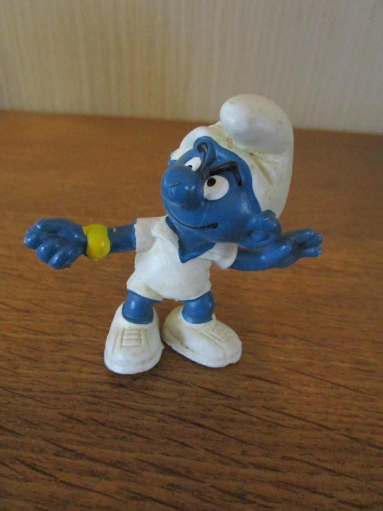 figurine schtroumpf jouant au tennis, Verzamelen, Smurfen, Gebruikt, Poppetje, Figuurtje of Knuffel, Overige Smurfen, Ophalen of Verzenden