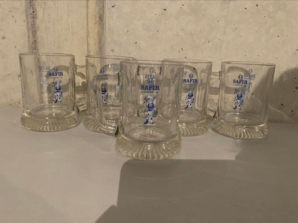 3 glazen Safir Carnaval Aalst 1996, Enlèvement, Comme neuf, Verre à bière