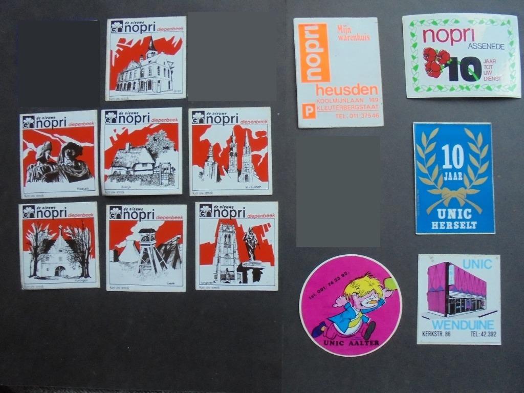 Autocollants : Unic et Nopri, Envoi, Neuf, Magasin ou Supermarché
