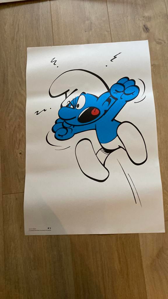 Affiche Dupuis Schtroumpf en colère 1980, Enlèvement ou Envoi, Comme neuf