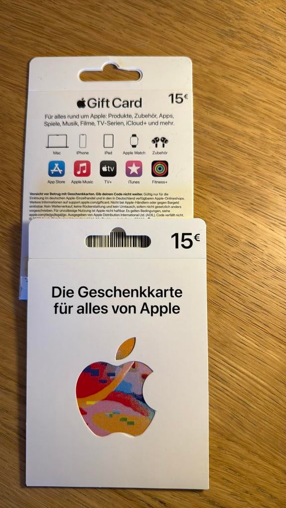 3 Gift Cards Apple Allemagne - Germany, Trois personnes ou plus, Bon cadeau, Forfait, Bon VVV