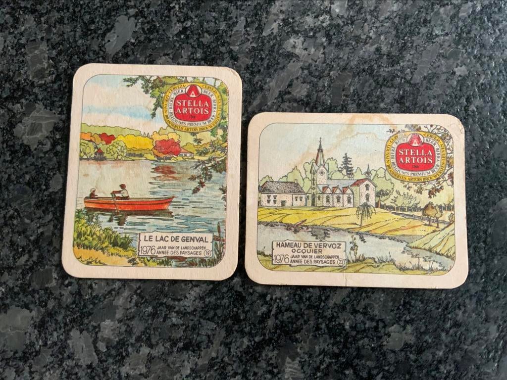bierkaartje Stella artois 1976 stuks 2, Enlèvement ou Envoi, Comme neuf, Stella Artois