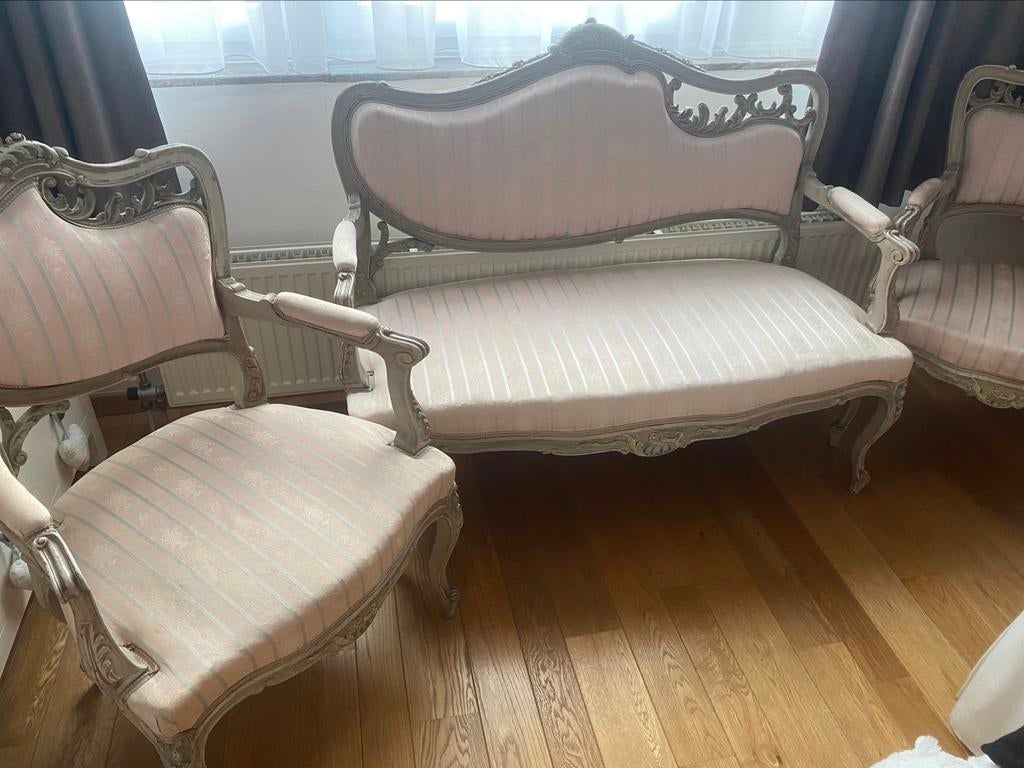 Banquette et 2 fauteuils Art Nouveau, modèle rare, français, Enlèvement, Bois