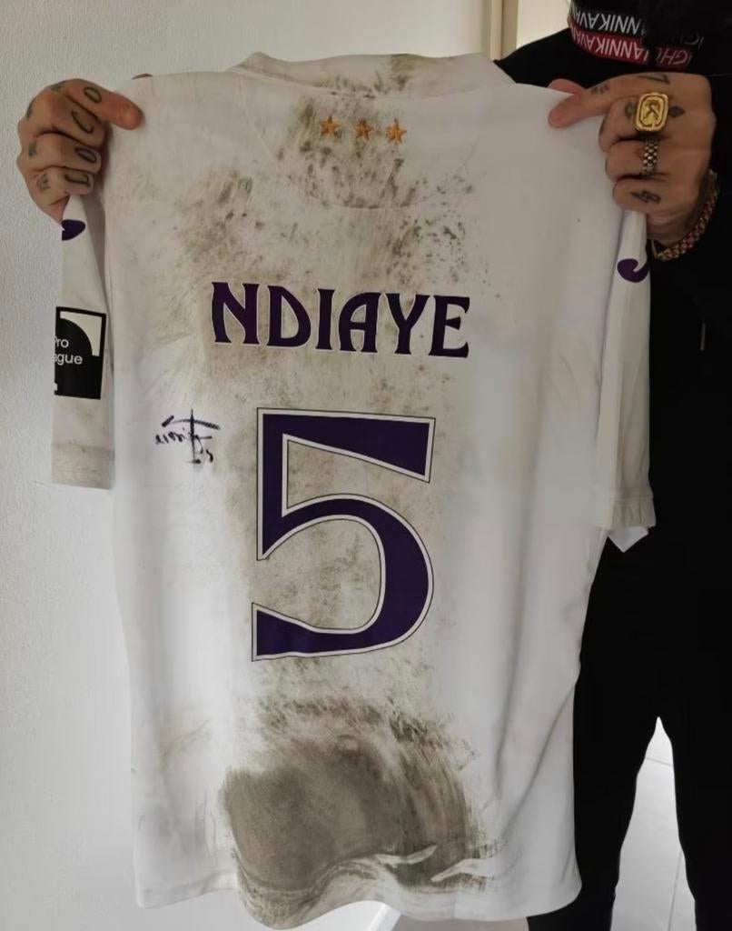 RSC Anderlecht matchwornshirt Ndiaye met certificaat., Enlèvement ou Envoi, Comme neuf, Maillot