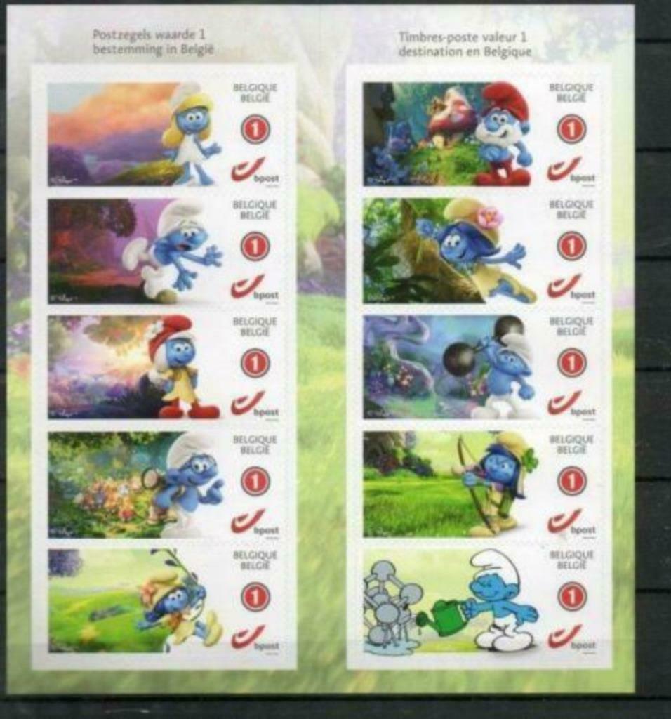 duostamps Les Schtroumpfs / De smurfen, Postzegels en Munten, Postzegels | Europa | België, Ophalen of Verzenden