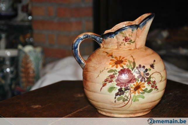vase cruche vieux jemappes bord bleu, Enlèvement ou Envoi, Utilisé