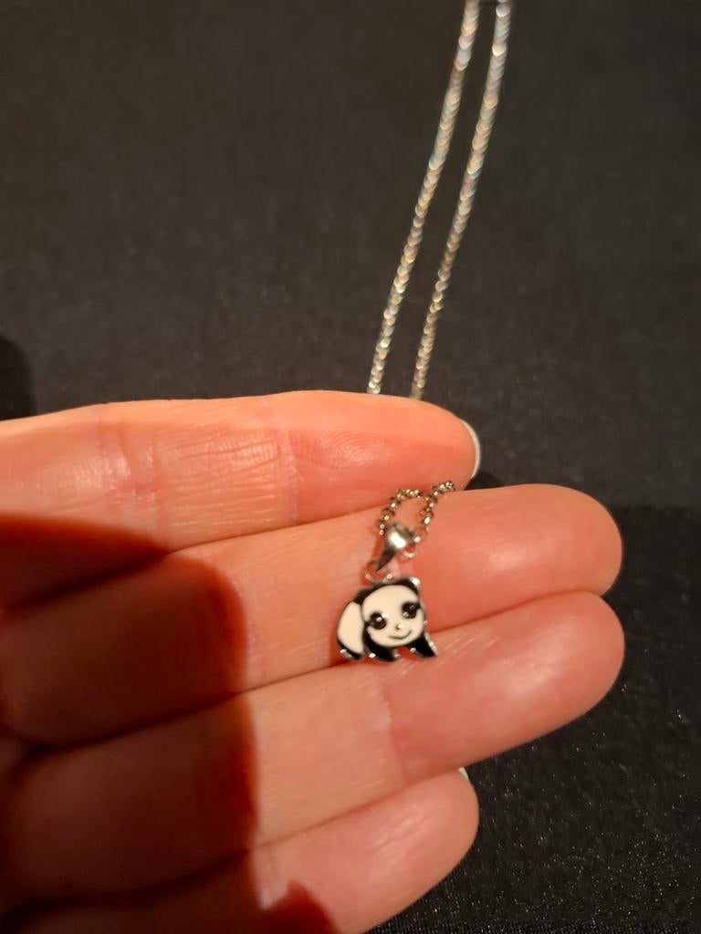 Collier panda en argent, Enlèvement, Comme neuf, Argent, Collier