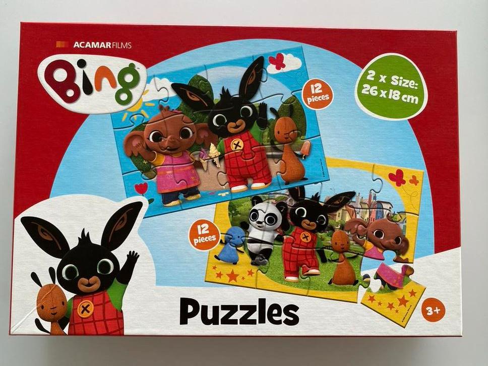 Puzzel Bing 2 x 12 stukjes, Ophalen of Verzenden, 10 tot 50 stukjes, Zo goed als nieuw, 2 tot 4 jaar