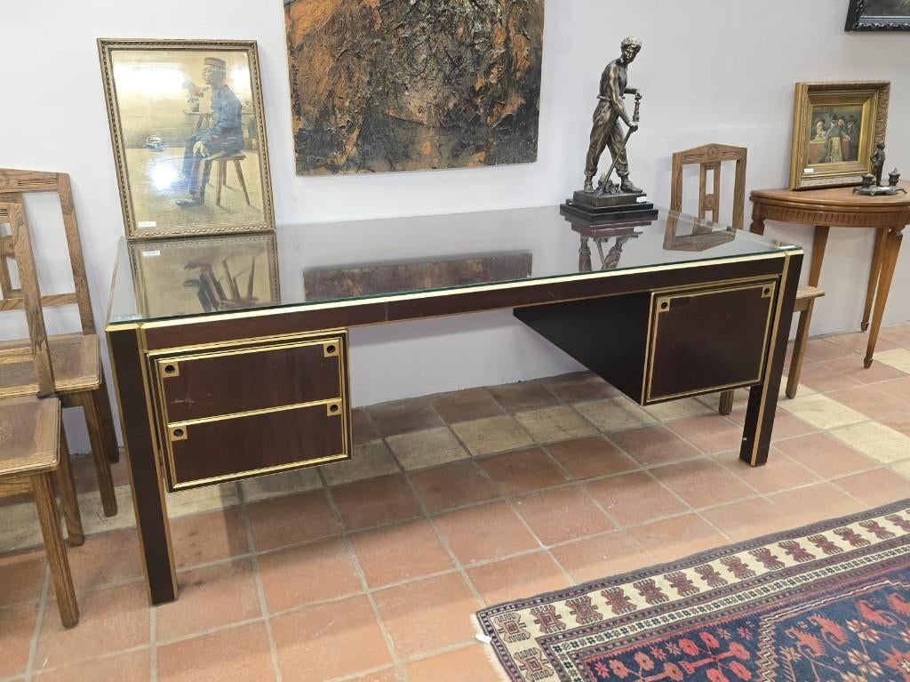 Maison Jansen , vers 1970 Bureau moderniste à double caisson, Enlèvement ou Envoi