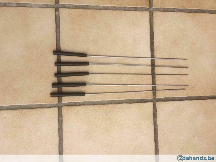 Set van 5 extra lange saté spiezen lengte 48 cm voor BBQ, Ophalen, Gebruikt