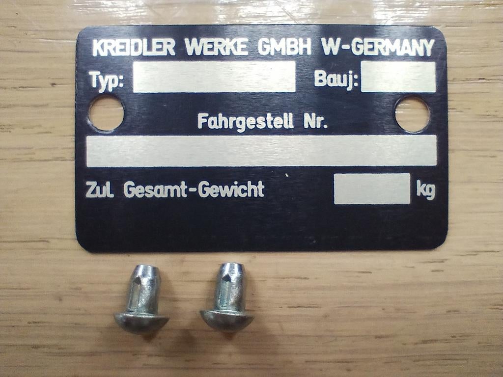 Kreidler Typeplaatje Frame (NEW), Fietsen en Brommers, Ophalen of Verzenden, Nieuw, Overige typen