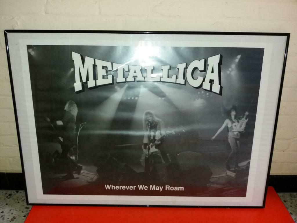 Metallica : ingekaderde poster 100 x 70, Ophalen, Gebruikt, Met lijst, Rechthoekig Liggend