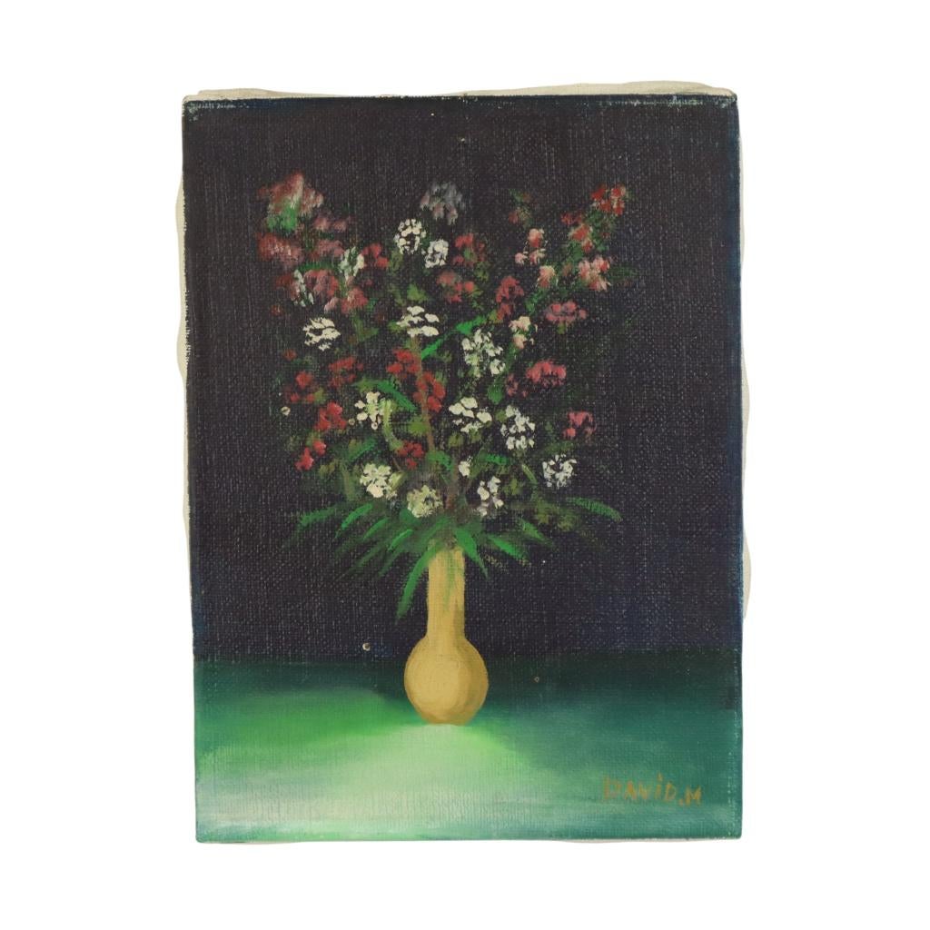 Klein Stilleven Bloemen in Vaas Schilderij Marcel David 1980, Antiek en Kunst, Ophalen of Verzenden