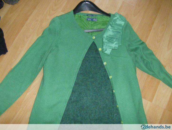 jurk groen + gilet merk GSP - MAAT S, Kleding | Dames, Ophalen of Verzenden, Gedragen, Maat 36 (S), Groen