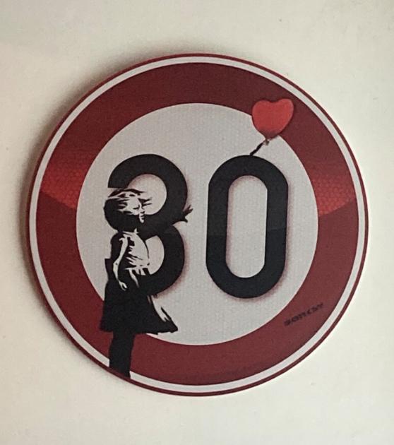 BANKSY (na): afdruk op een verkeersbord, Ophalen of Verzenden