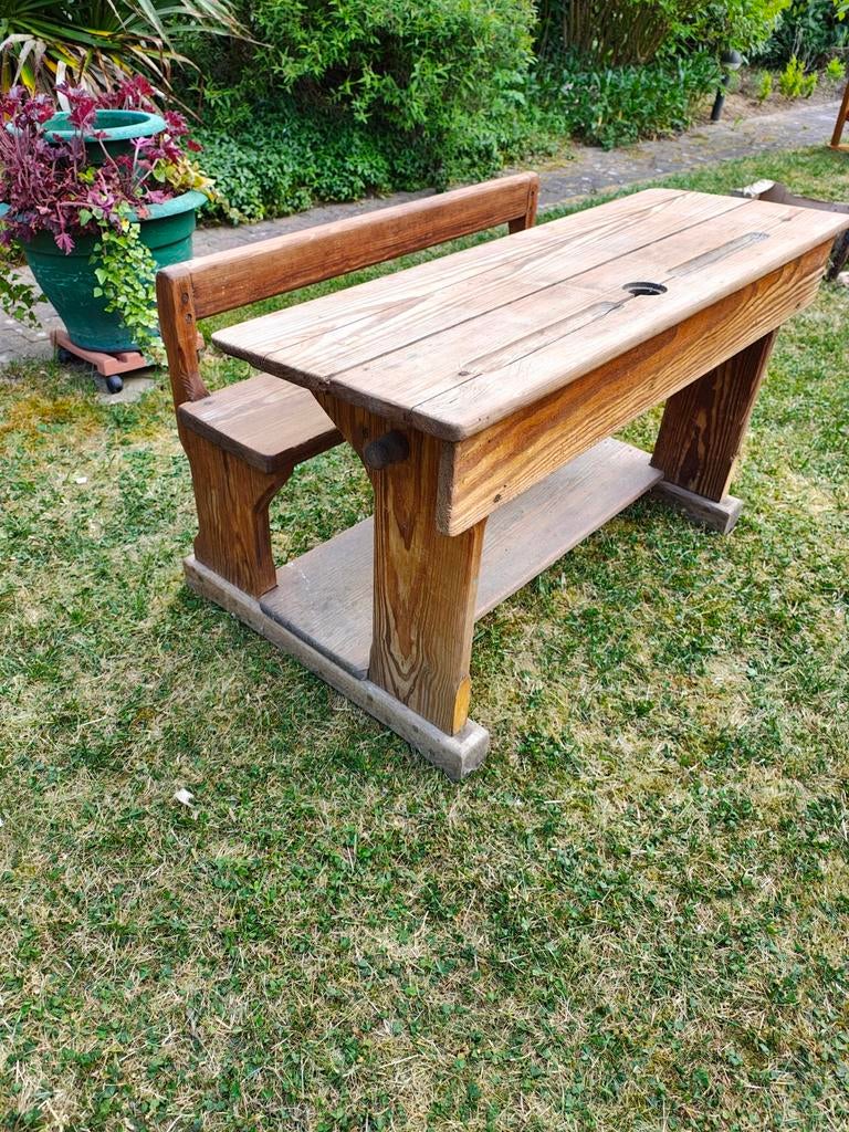 Banc d'écolier en chêne idéal pour décoration, Antiquités & Art, Enlèvement
