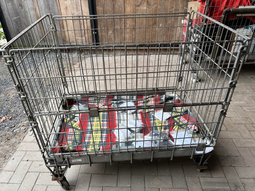 Stalen transportmand op wielen, gitterbox, Ophalen