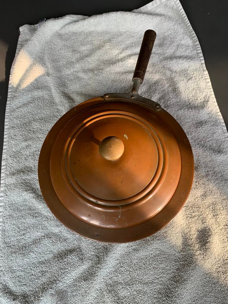 Koperen steelpan vintage met deksel, Antiek en Kunst, Ophalen of Verzenden