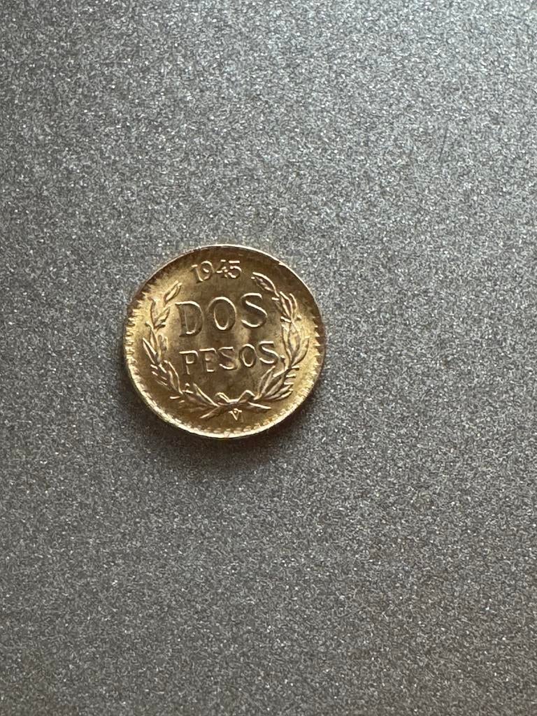 Dos pesos en or, Timbres & Monnaies, Enlèvement, Monnaie