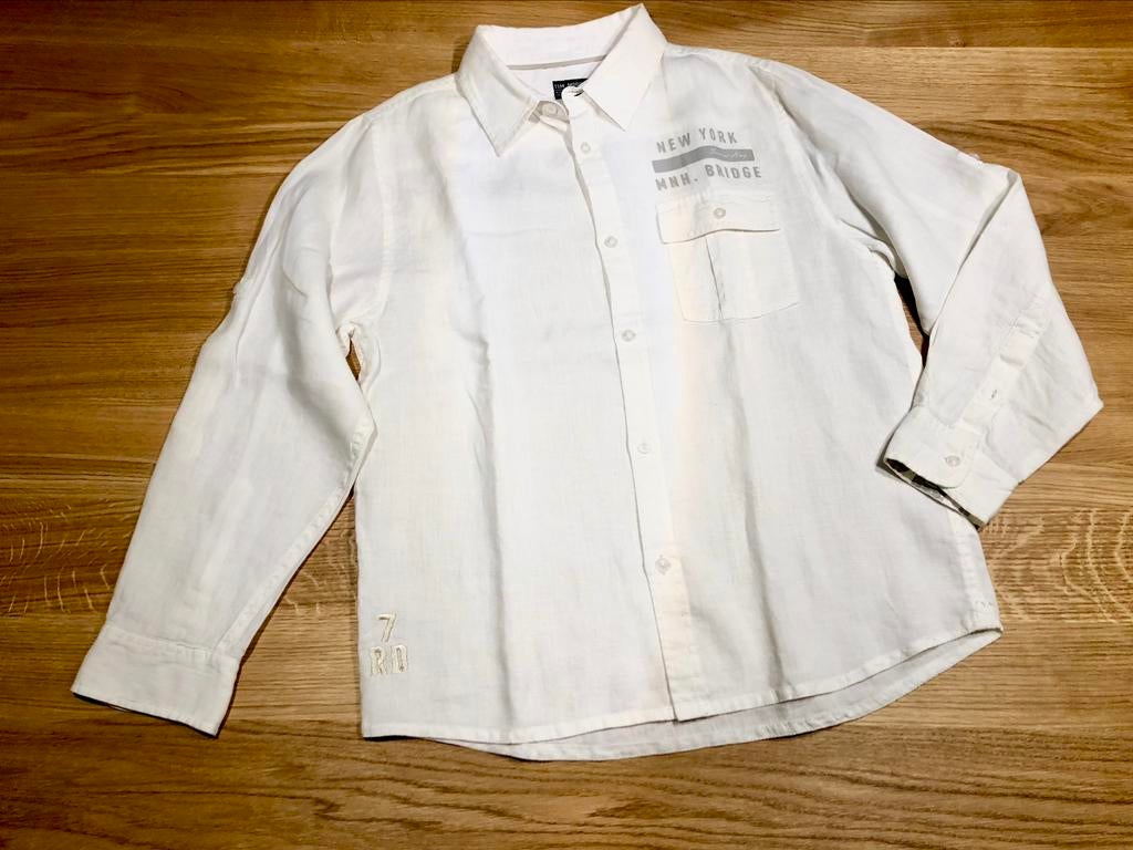 Chemise en lin avec lien en tissu (taille 164, taille grand), Enlèvement ou Envoi, Comme neuf, Chemise ou Chemisier