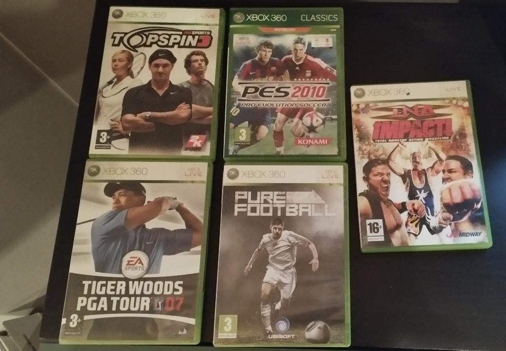 5 sportspellen Xbox 360 (voetbal, golf, tennis, WWE), Games en Spelcomputers, Games | Xbox 360, Ophalen of Verzenden, Zo goed als nieuw