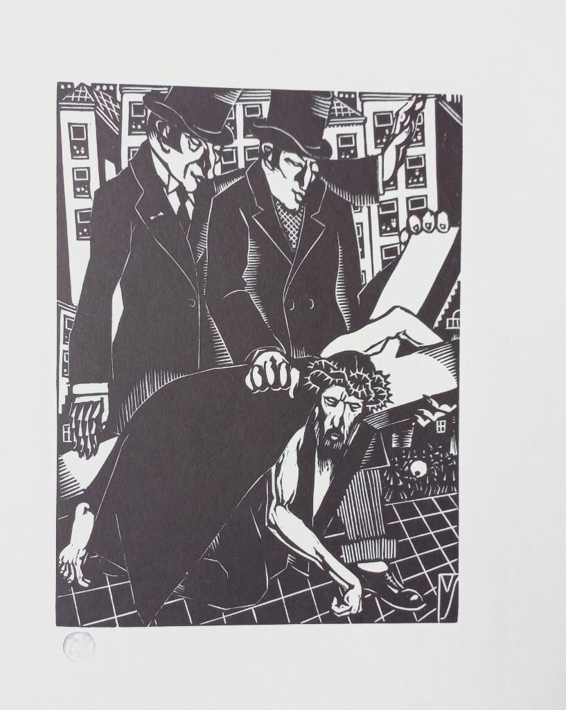 Henri Van Straten De kruisweg 1928 atelierstempel 1971, Antiek en Kunst, Ophalen of Verzenden
