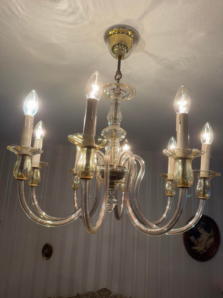 Murano Venetian Chandelier, 1940, Huis en Inrichting, Ophalen, Zo goed als nieuw, Glas