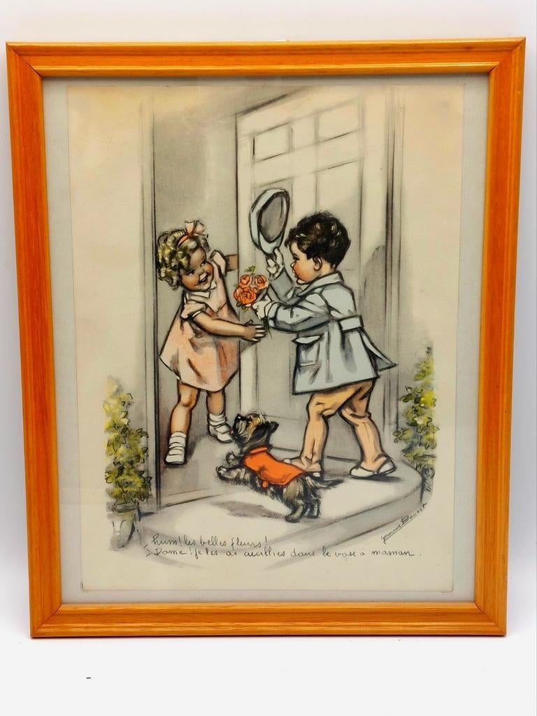 Ingekaderde gravure Germaine Bouret #2, Antiek en Kunst, Ophalen