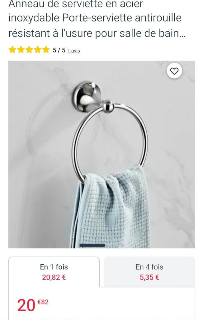 Anneau de serviette en acier inoxydable, Enlèvement, Neuf, Serviette