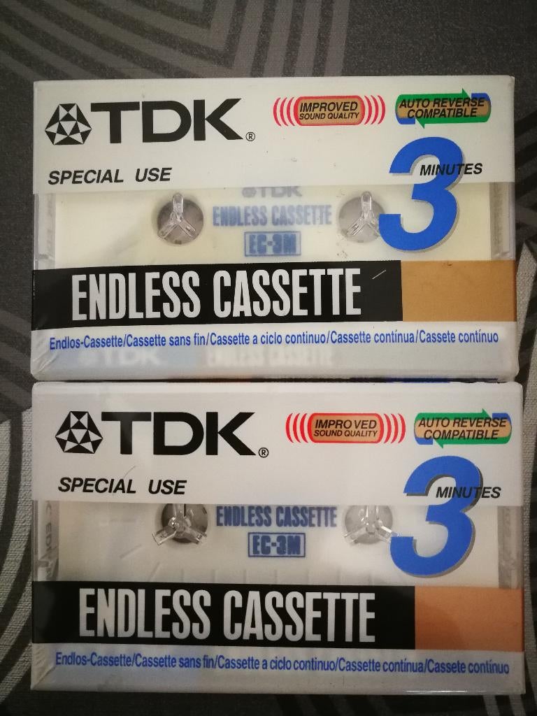 2 X TDK Endless Cassette 3 Minutes Nieuw, Enlèvement ou Envoi, Neuf, dans son emballage, 2 à 25 cassettes audio, Vierge