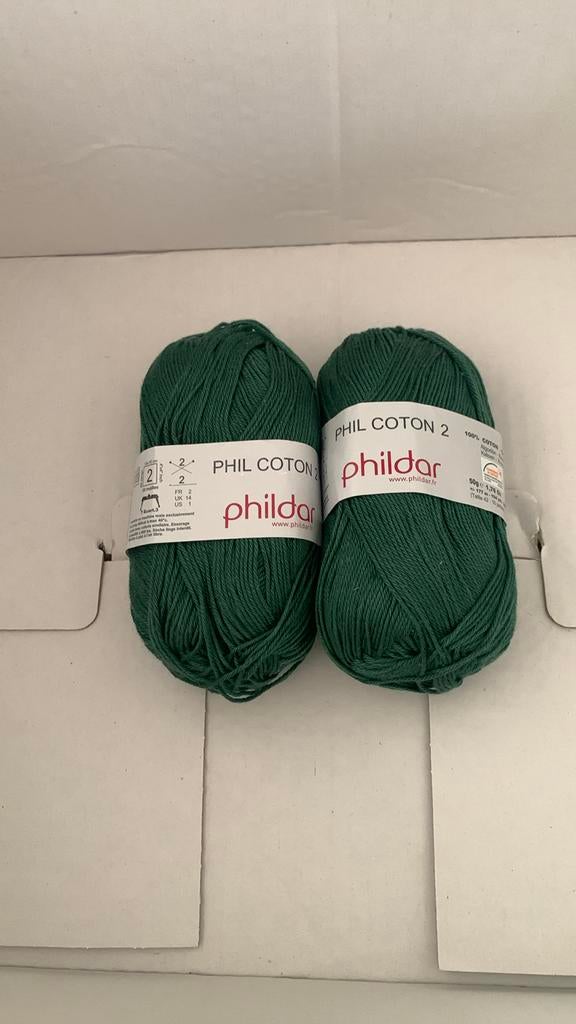 Breiwol 2 bollen nieuwe van ieder 50 gr groene kleur katoen, Enlèvement, Neuf