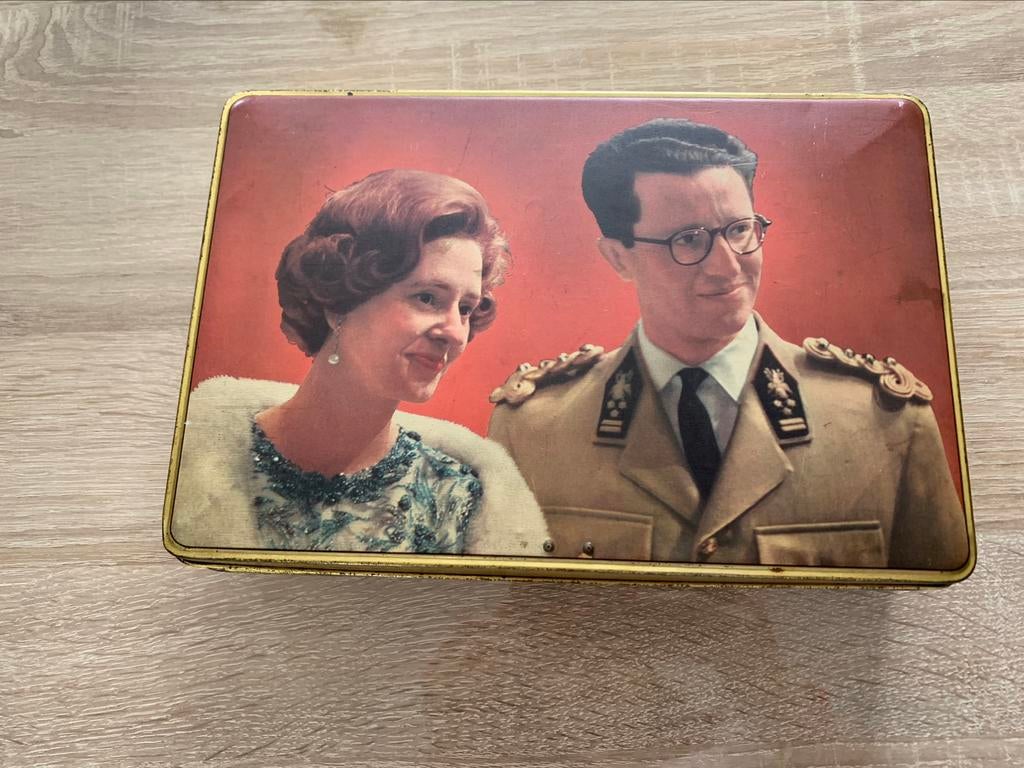 Koekjesdoos Jacques blik Koningin Fabiola & Koning Boudewijn, Verzamelen, Blikken, Ophalen of Verzenden, Gebruikt