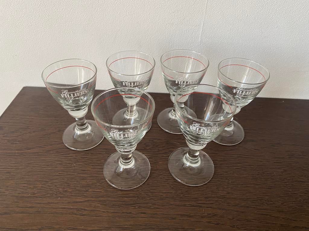 Set druppel/jenever glazen Filliers, Ophalen, Zo goed als nieuw