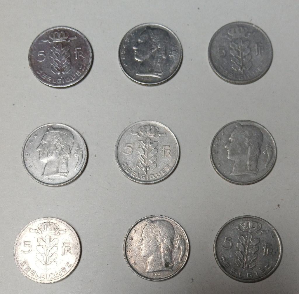 5 Belgische Frank 1949-1978, Postzegels en Munten, Ophalen of Verzenden, Setje