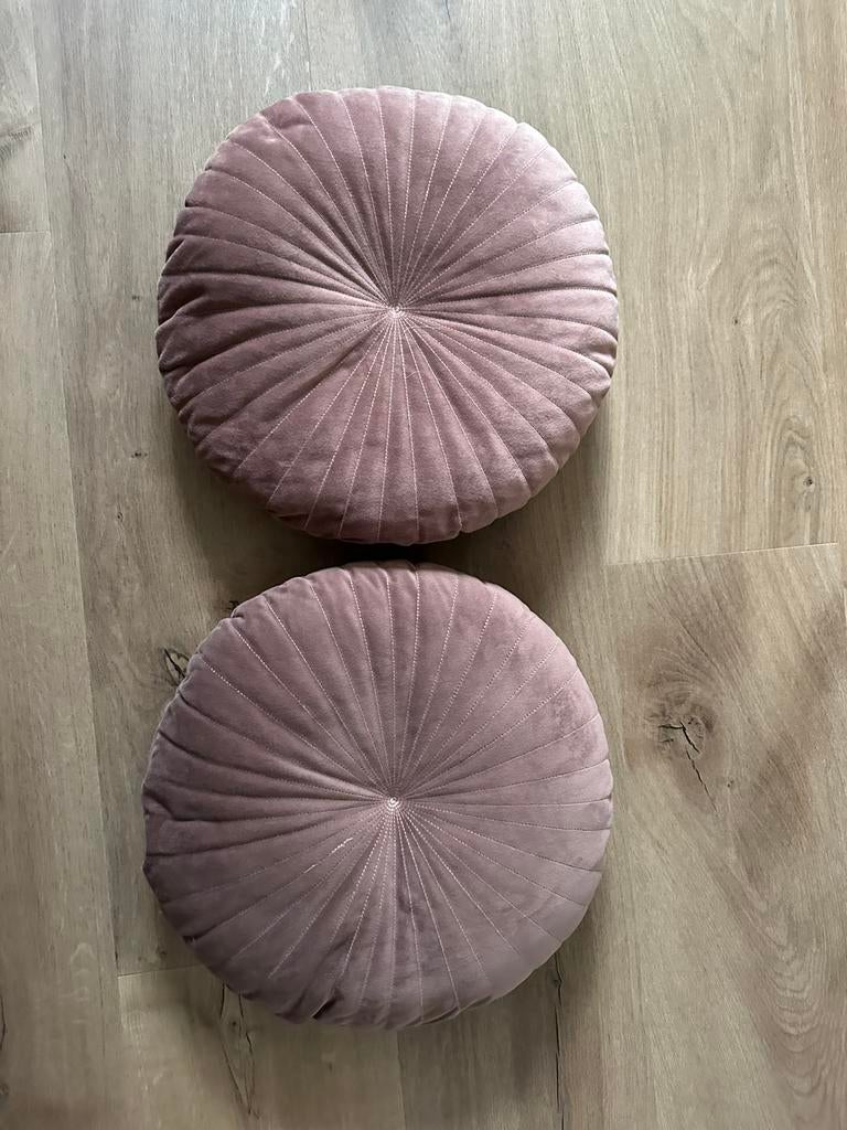 Twee decoratieve roze sierkussens, Huis en Inrichting, Woonaccessoires | Kussens, Ophalen, Zo goed als nieuw, Roze