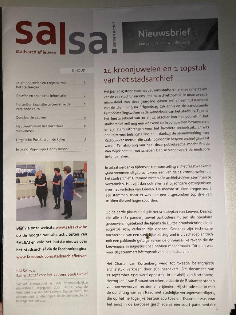 SALSA! Nieuwsbrief, Ophalen, 15e en 16e eeuw, Zo goed als nieuw