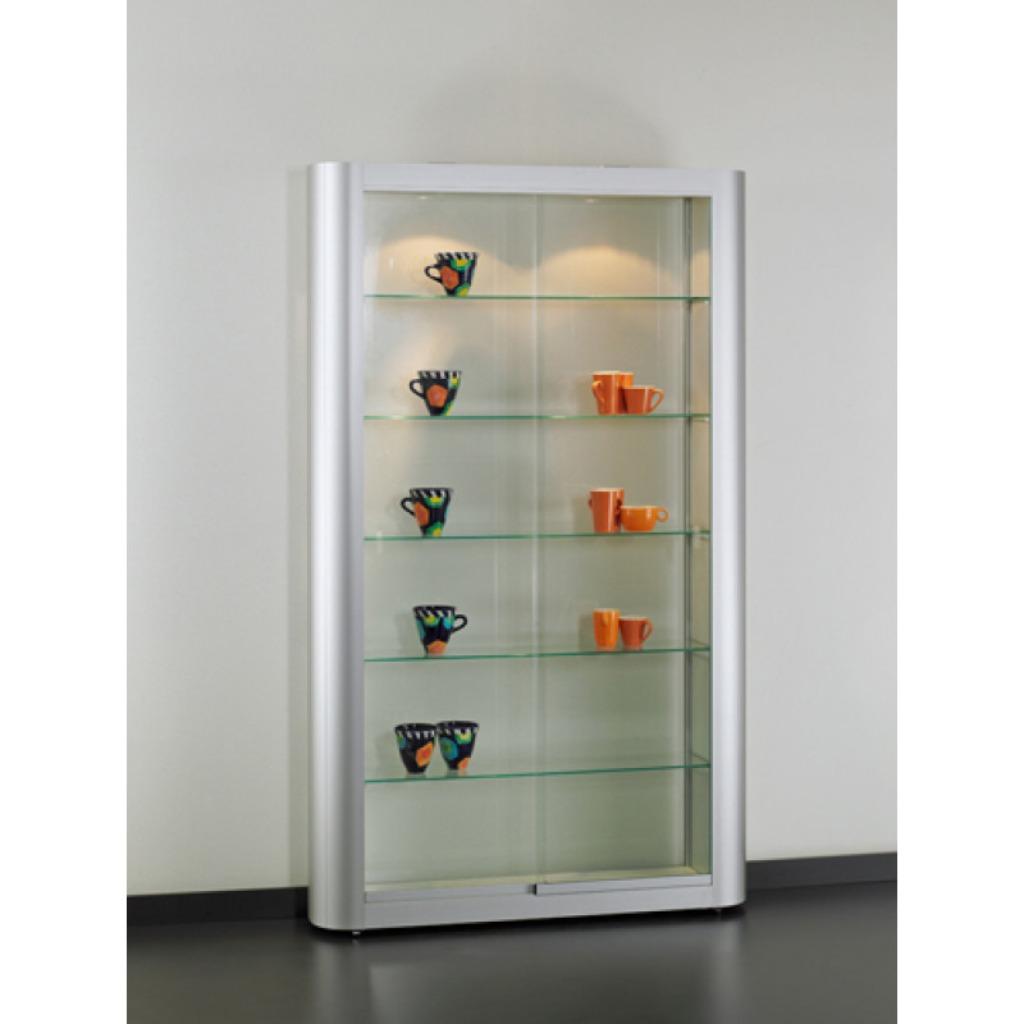 Design Vitrinekasten Alu, Huis en Inrichting, Kasten | Vitrinekasten, Ophalen, 100 tot 150 cm, Zo goed als nieuw, Glas