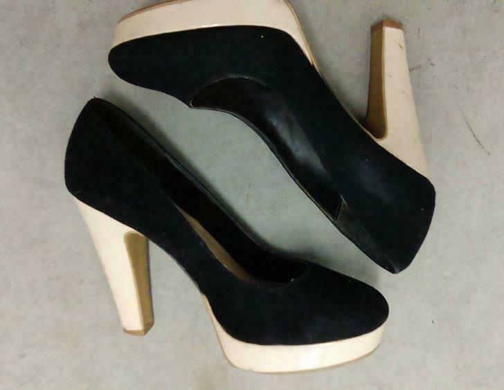 533* NEW LOOK - sexy high heel black & white (pointure 40), Porté, Noir, Escarpins