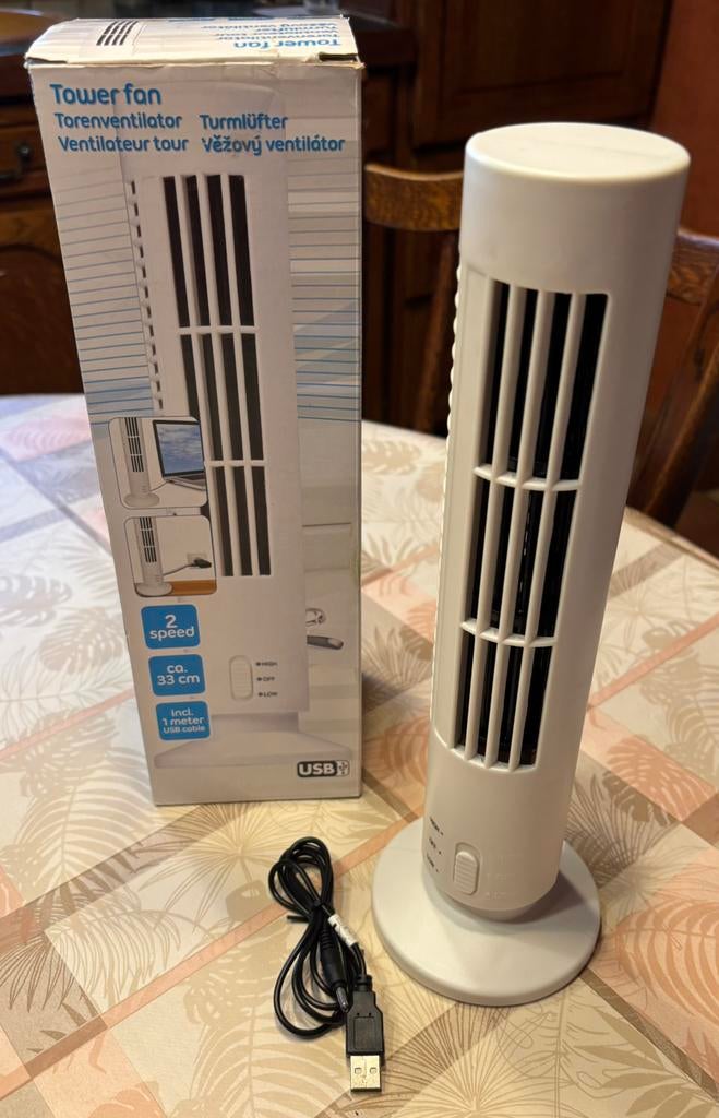 Nouveau ventilateur colonne USB+câble 33 cm, Electroménager, Enlèvement ou Envoi, Neuf, Ventilateur tour
