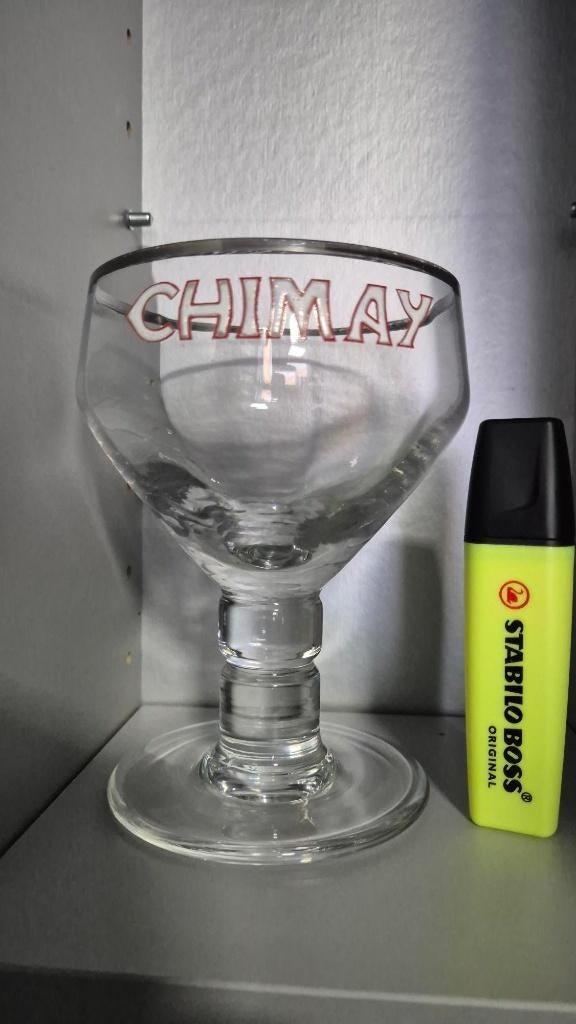 Ancien verre Chimay émaillé, Ophalen of Verzenden, Zo goed als nieuw, Bierglas