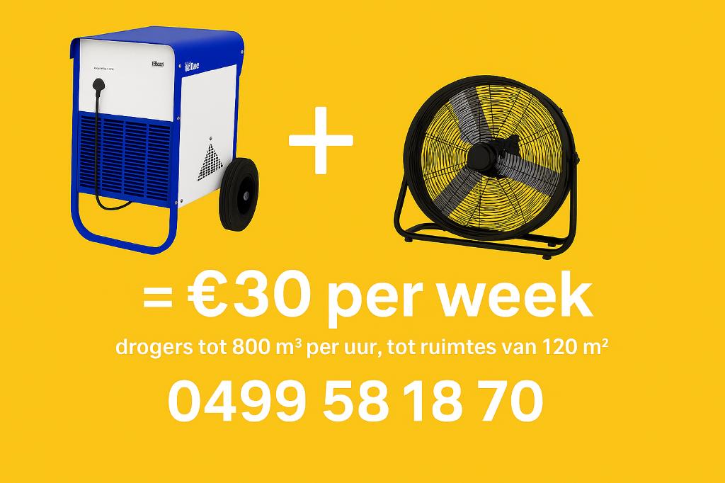 Goedkoop bouwdroger huren? + GRATIS VENTILATOR, Ophalen, Nieuw