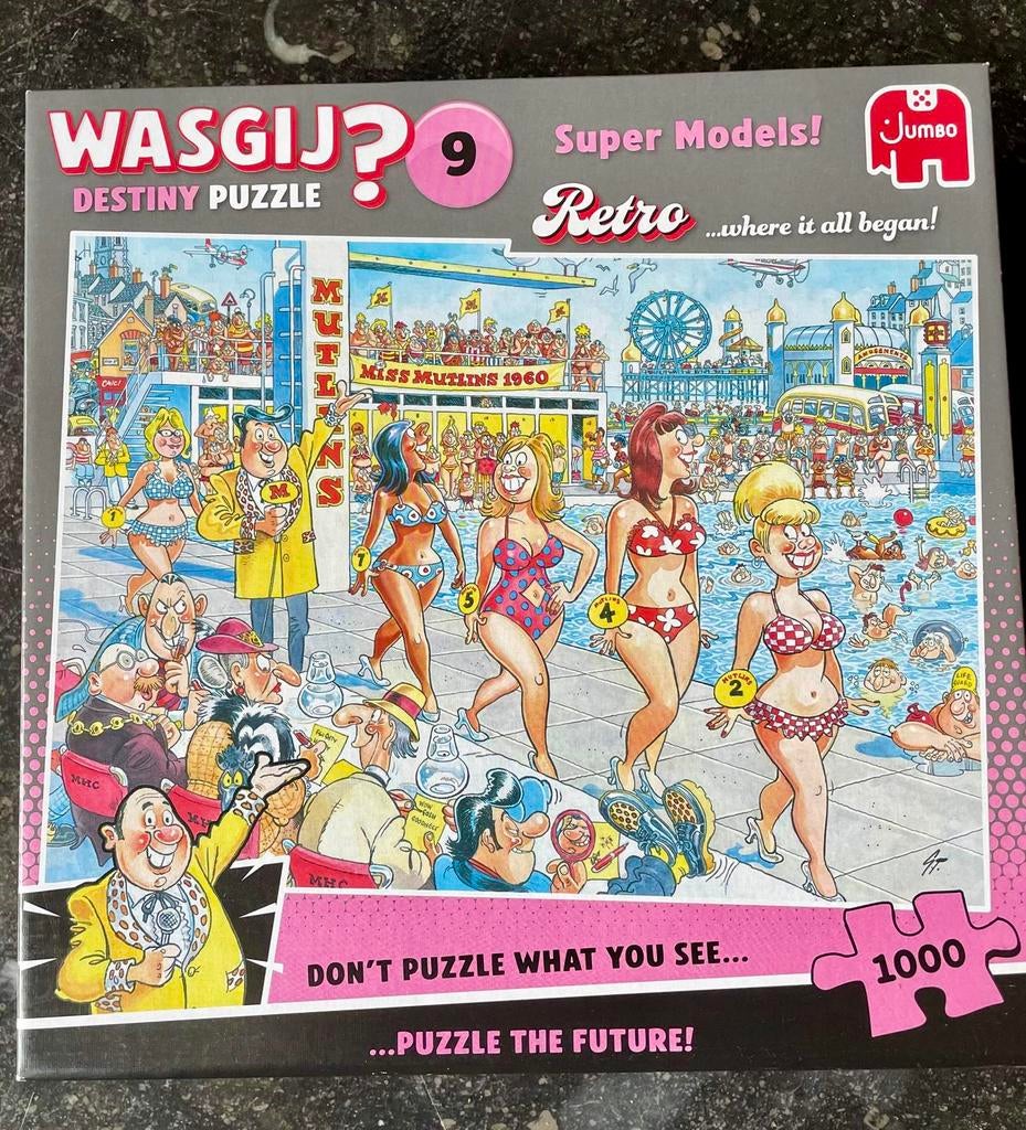 Wasgij puzzel Destiny 9 Retro Super Models 950 stukjes, Hobby en Vrije tijd, Ophalen of Verzenden, 500 t/m 1500 stukjes, Zo goed als nieuw