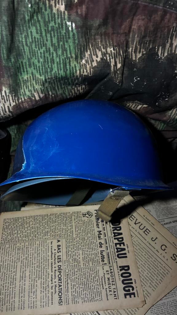 casque M51 ABL belge repeint, Enlèvement ou Envoi, Marine, Casque ou Béret