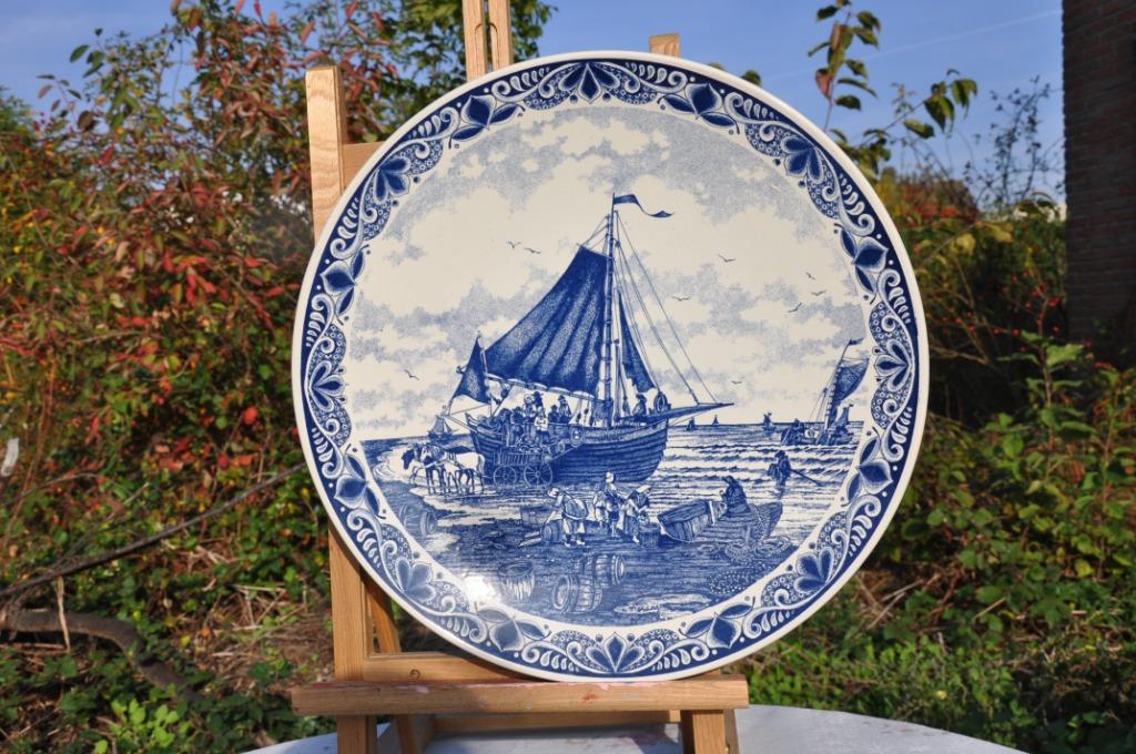 §  grand plat mural delft decor signée mesdag (42), Enlèvement ou Envoi