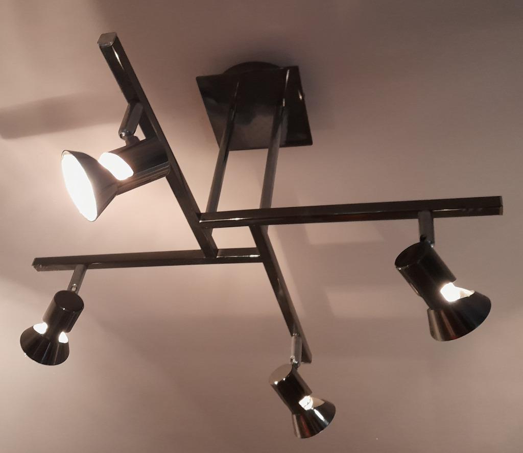 Plafonnier led 4x50W max - Finition canon de fusil miroir, Maison & Meubles, Enlèvement ou Envoi, Comme neuf, Dimmable, Métal