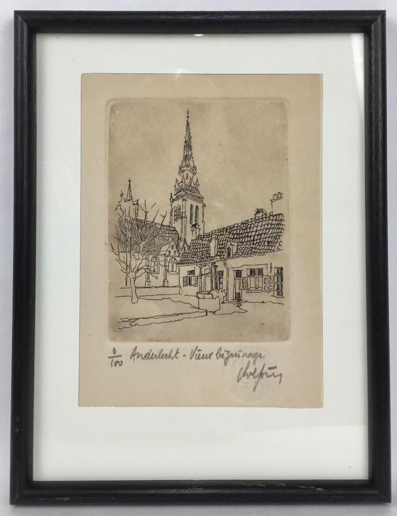 Anderlecht Vieux Béguinage Lithographie 8/100 signée, Enlèvement ou Envoi