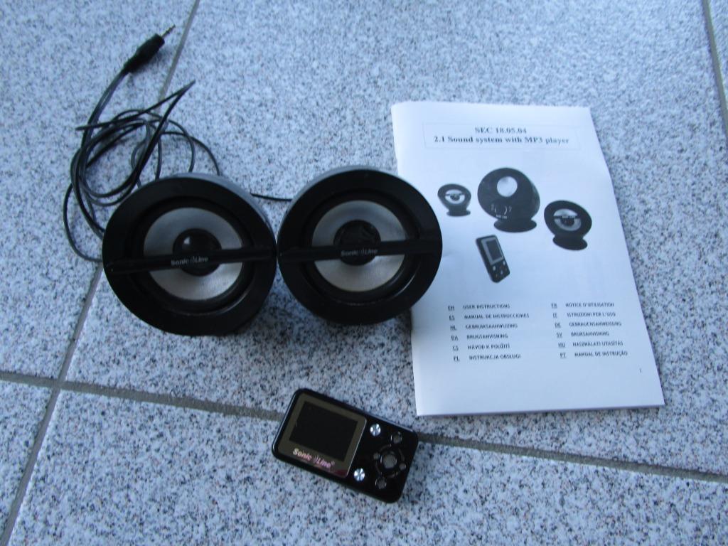2 kleine luidsprekers met mp3 spelertje Sonic Line, Informatique & Logiciels, Enlèvement ou Envoi, Comme neuf