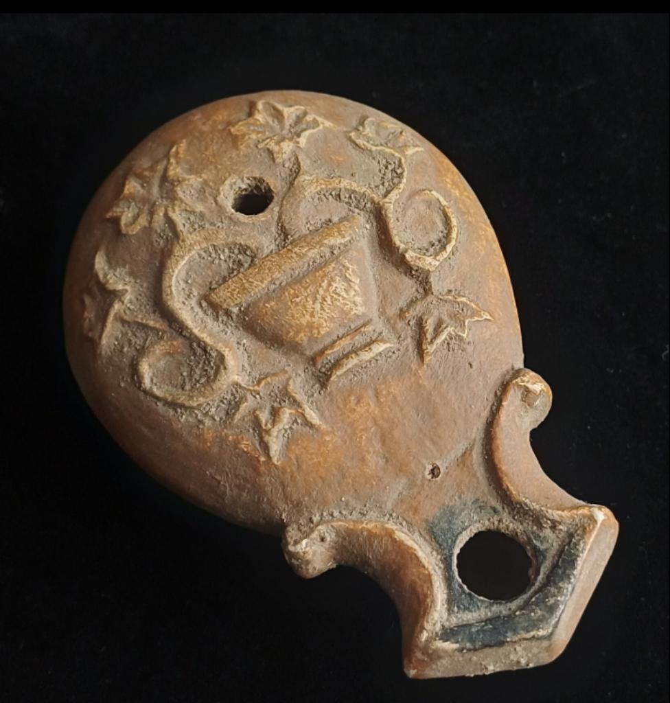 Replica van een Oud-Romeinse Terracotta Olielamp - 8cm, Antiek en Kunst, Antiek | Gereedschap en Instrumenten, Ophalen of Verzenden