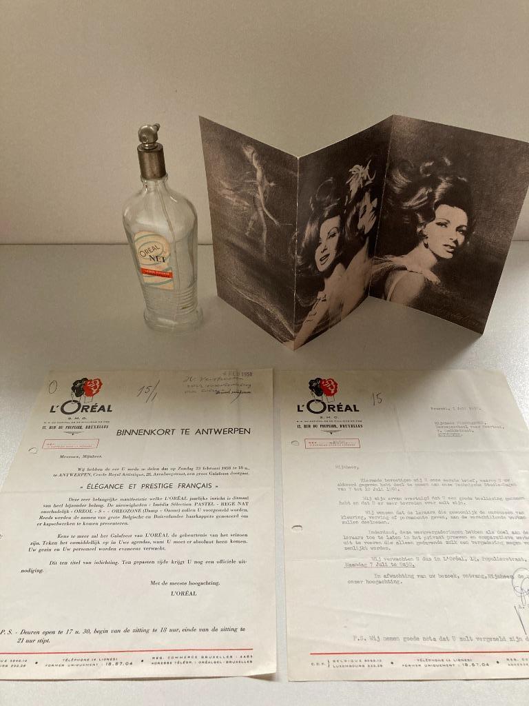 L'Oréal - Attributs L'Oréal vintage (bouteille, invitations), Collections, Marques & Objets publicitaires, Enlèvement ou Envoi