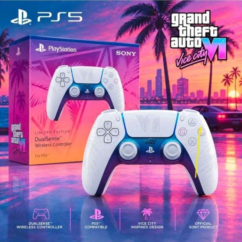 PS5 Sony DualSense Controller Wit - GTA VI Limited Edition, Games en Spelcomputers, PlayStation 5, Nieuw, Ophalen of Verzenden
